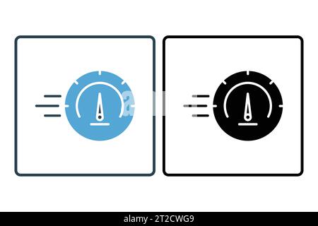 Speedometer icon. icon related to speed. suitable for web site, app, user interfaces, printable etc. Solid icon style. Simple vector design editable Stock Vector