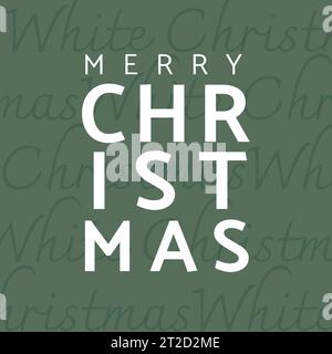 Illustration of merry christmas and white christmas text on gray background Stock Photo