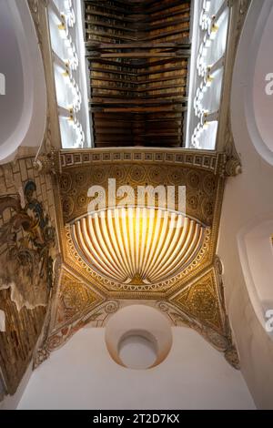 Ceiling of the old synagogue of Toledo in Spain Stock Photo