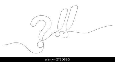 continuous line drawing of question mark and exclamation symbol minimalism style thin line illustration Stock Vector