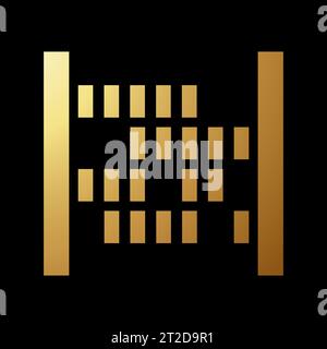 Gold Abstract Abacus Stationery Icon on a Black Background Stock Vector