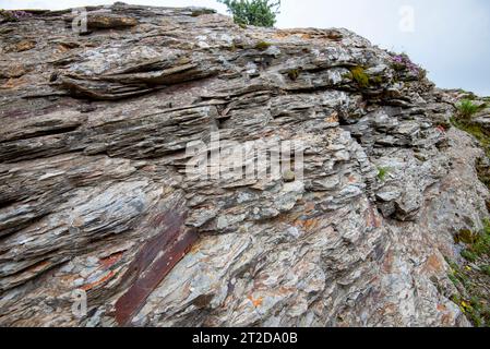 Outcrop of Metamorphic Slate Rock Stock Photo