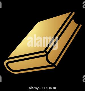 Gold Abstract Book Stationery Icon on a Black Background Stock Vector