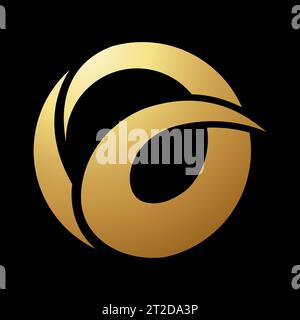 Gold Abstract Circular Spiky Letter A Icon on a Black Background Stock Vector