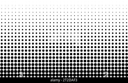Vertical gradient halftone dots circle shape background vector. Abstract halftone dot pattern. Modern texture. Black and white color Stock Vector