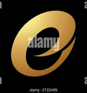 Gold Abstract Lowercase Spiky Letter E Icon on a Black Background Stock Vector
