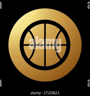 Gold Abstract Round Basketball Icon on a Black Background Stock Vector