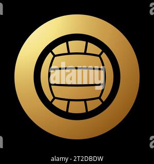 Gold Abstract Round Volleyball Icon on a Black Background Stock Vector