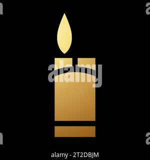 Gold Abstract Simplified Lighter Icon on a Black Background Stock Vector