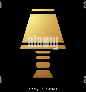 Gold Abstract Simplified Lampshade Icon on a Black Background Stock Vector