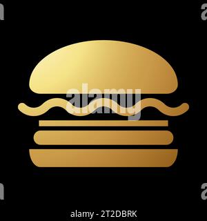 Gold Abstract Simplistic Burger Icon on a Black Background Stock Vector