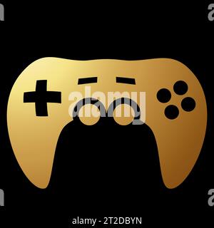 Gold Abstract Simplistic Game Controller Icon on a Black Background Stock Vector