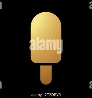 Gold Abstract Simplistic Ice Cream Bar Icon on a Black Background Stock Vector
