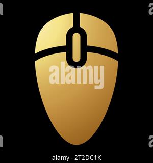 Gold Abstract Simplistic Mouse Icon on a Black Background Stock Vector