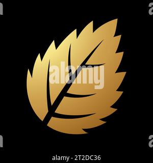 Gold Abstract Simplistic Nettle Leaf Icon on a Black Background Stock Vector