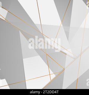 Grey white corporate abstract background with golden lines. Vector design Stock Vector