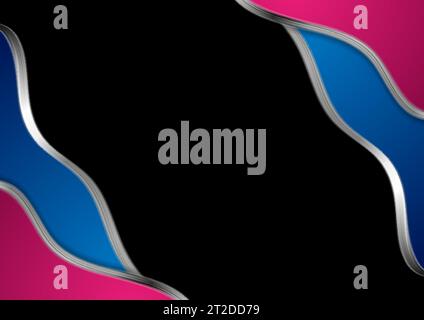 Abstract corporate metallic waves modern background. Blue and pink vector graphic design Stock Vector