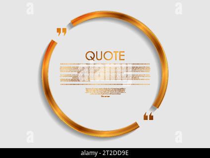 Quote blank speech bubble abstract circle golden design. Vector bronze frame background Stock Vector