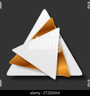 Grey and golden triangles abstract geometric tech background. Vector design Stock Vector