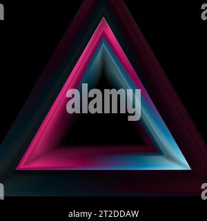 Shiny blue purple tech triangle shape decoration. Abstract concept polygonal logo template design. Technology vector background with bright iridescent Stock Vector