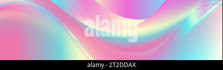 Colorful holographic foil abstract liquid waves futuristic background. Vector banner design Stock Vector