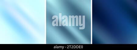 Blue smooth gradients abstract backgrounds set. Vector design Stock Vector