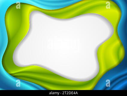 Blue and green liquid glossy waves abstract elegant background. Corporate vector design Stock Vector