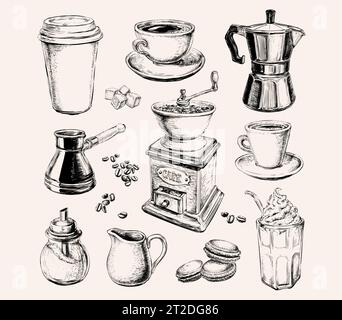 Hand Drawn Set Coffee Vector illustration Hand Drawn Set Coffee Vector illustration Stock Vector