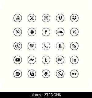 social media logos in a clear vector format Stock Vector