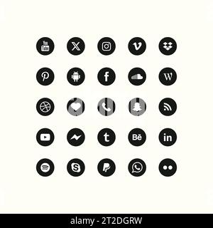 social media logos in a clear vector format Stock Vector