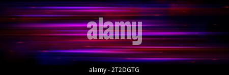 Pink and red line streaks with high speed motion light effect. Realistic vector illustration of neon energy flare action of fast glow movement. Velocity race or dynamic trail on black background. Stock Vector