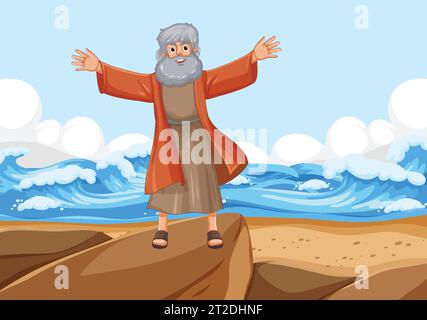 A vibrant and dynamic depiction of the biblical scene Stock Vector