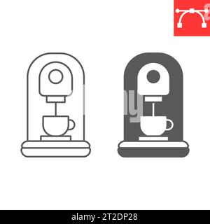 Capsule coffee machine line and glyph icon, espresso and drink, coffee maker vector icon, vector graphics, editable stroke outline sign, eps 10. Stock Vector