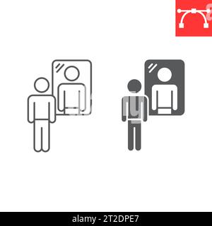 Mirror icon. Man standing in front of mirror. Vector icon isolated on ...