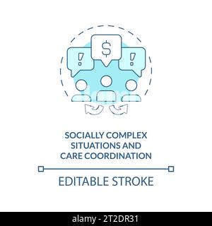 Line icon socially complex situations and care coordination Stock Vector