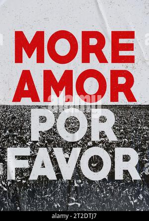 More Amor Por Favor, love quotes, love poster, valentine wallpaper design, cool love decoration for bedroom Stock Photo