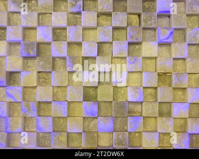 Stone white square small tile mosaic. Background, texture. Stock Photo