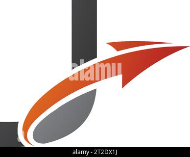 Orange and Black Uppercase Letter J Icon with an Arrow on a White Background Stock Vector