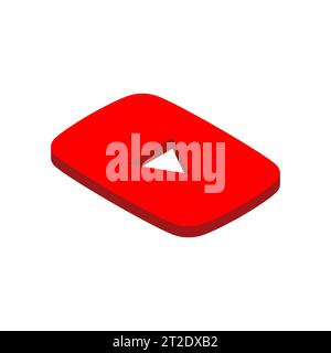 Youtube social media app icon. 3D isometric vector illustration. Stock Vector