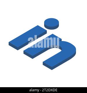 LinkedIn social media app icon. 3D isometric vector illustration. Stock Vector