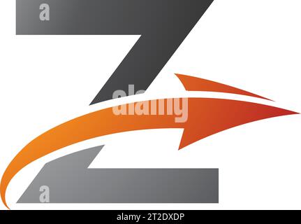 Orange and Black Uppercase Letter Z Icon with an Arrow on a White Background Stock Vector