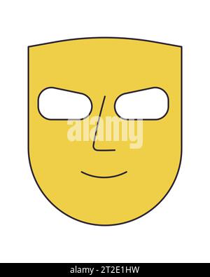 Mystery mask hide face flat line color isolated vector object Stock Vector