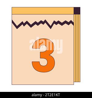 Calender tear-off 2D linear cartoon object Stock Vector