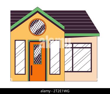 One story home 2D linear cartoon object Stock Vector