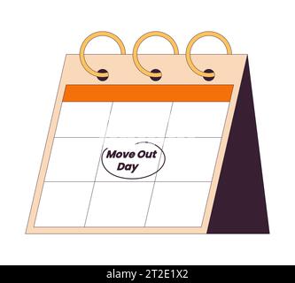 Moving out day on calendar page flip 2D linear cartoon object Stock Vector