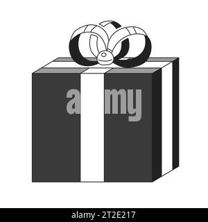 Appreciation gift box black and white 2D cartoon object Stock Vector