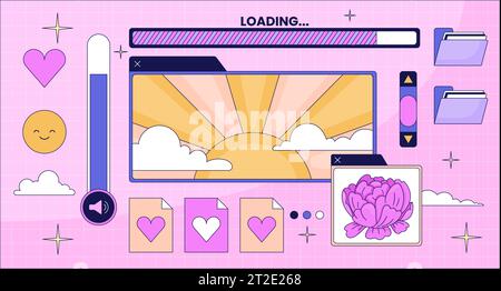 Pc retro y2k desktop lofi wallpaper Stock Vector