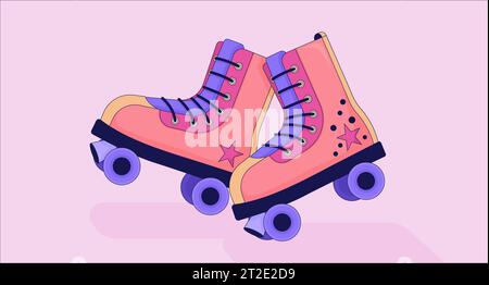 Old fashioned roller skates lofi wallpaper Stock Vector