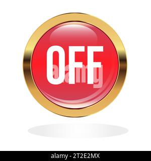 A circle of red color in a gold frame is depicted. Inscription engine, stop white color. Stock Vector