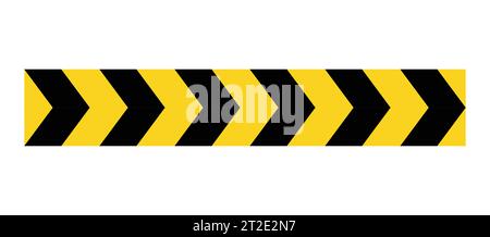 Arrow road yellow sign. Warning striped arrow. Safety type. Construction border. Isolated on white background. Vector  illustration Stock Vector